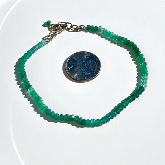 Jewelry - Natural Green Onyx Faceted Beads Bracelet 8”-10” • 26cwt • Exclusive Collection